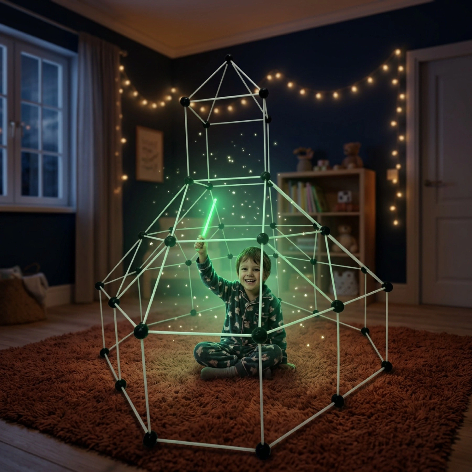 130-Piece Creative STEM Indoor Fort Building Kit for Kids lifestyle visual