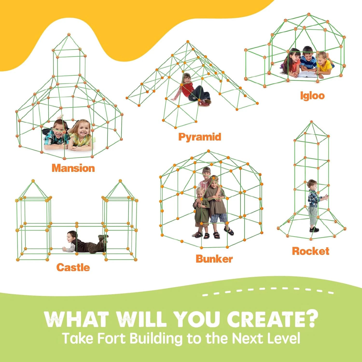 LONDY Luminous Explorer 130-Piece Glow Fort Building Kit lifestyle visual