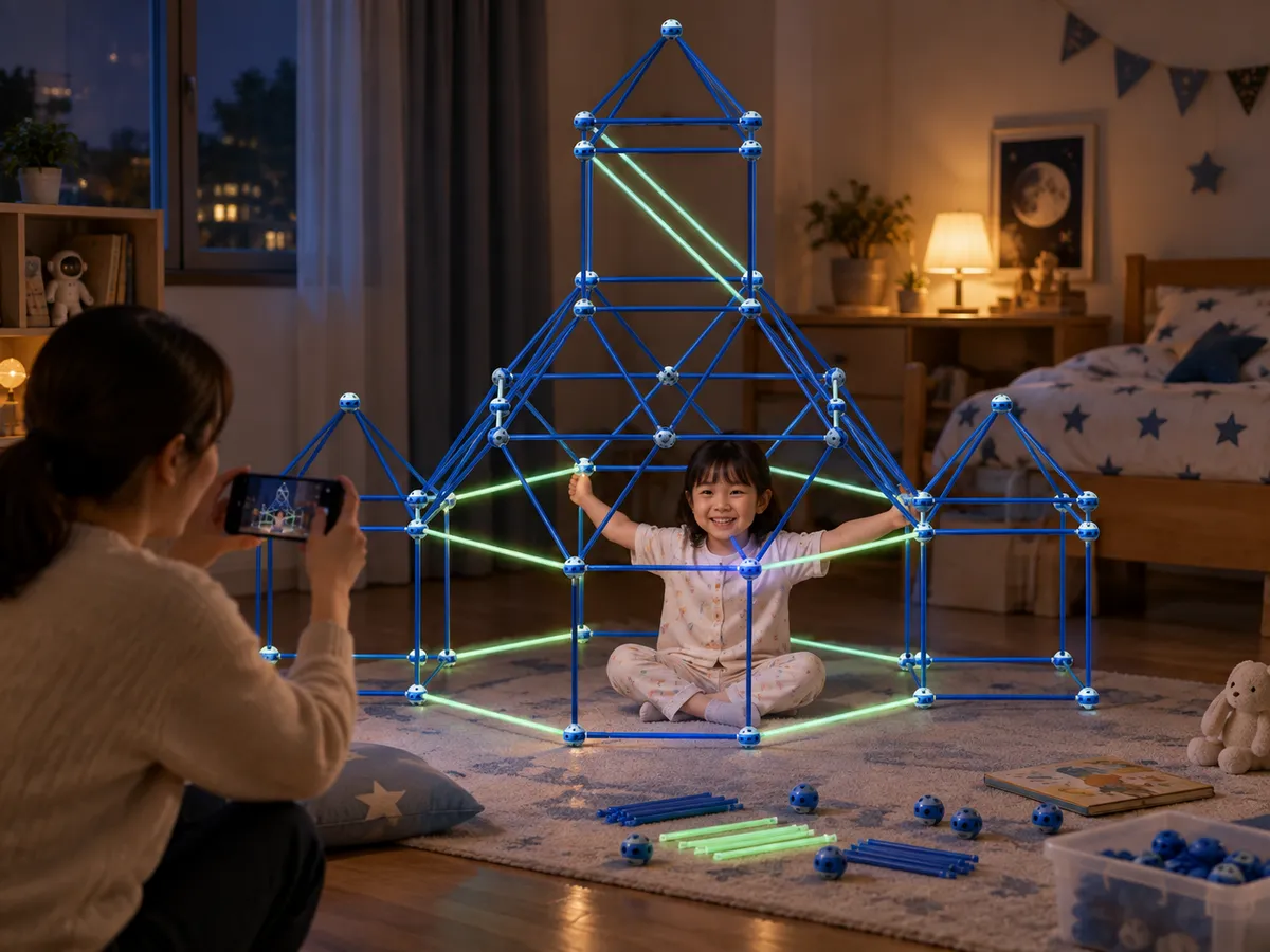Glow fort building kit parts for night play retail story